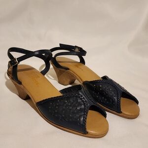 Women's Navy Blue Leather Sandals
